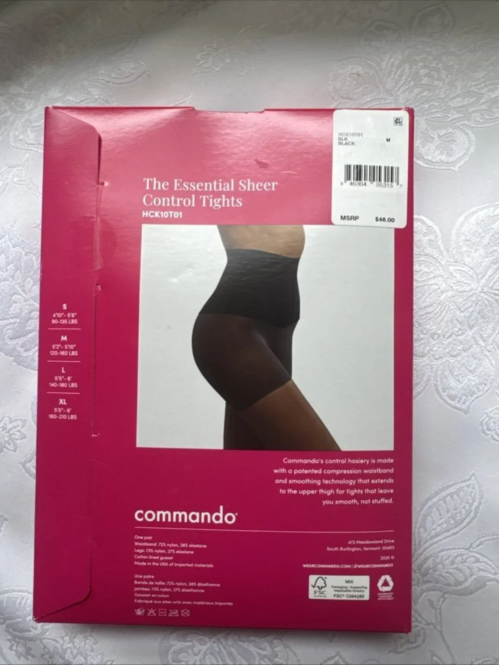 Commando The Essential Sheer control tights HCK10T01 M Medium Black NEW NIP $46